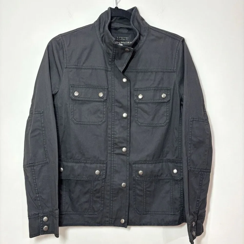 J Crew Women Boyfriend Field Jacket S Dark Gray Canvas Utility Safari Y2K Grunge